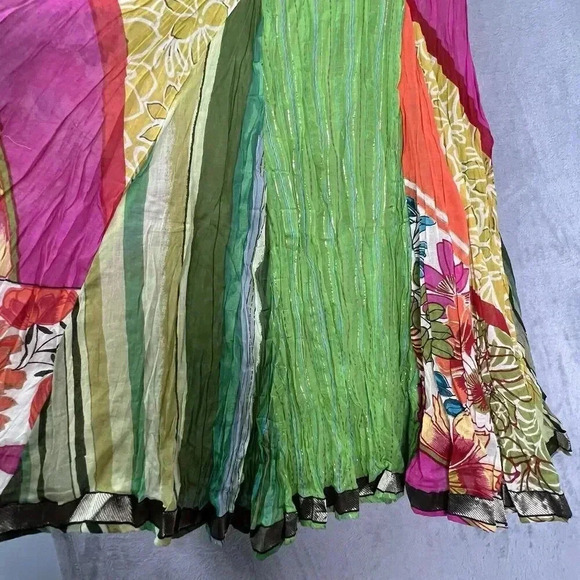 Anü Sz S Colorful Breezy Funky Lightweight‎ Floral Art-to-Wear Skirt Cotton Lux - Picture 6 of 16
